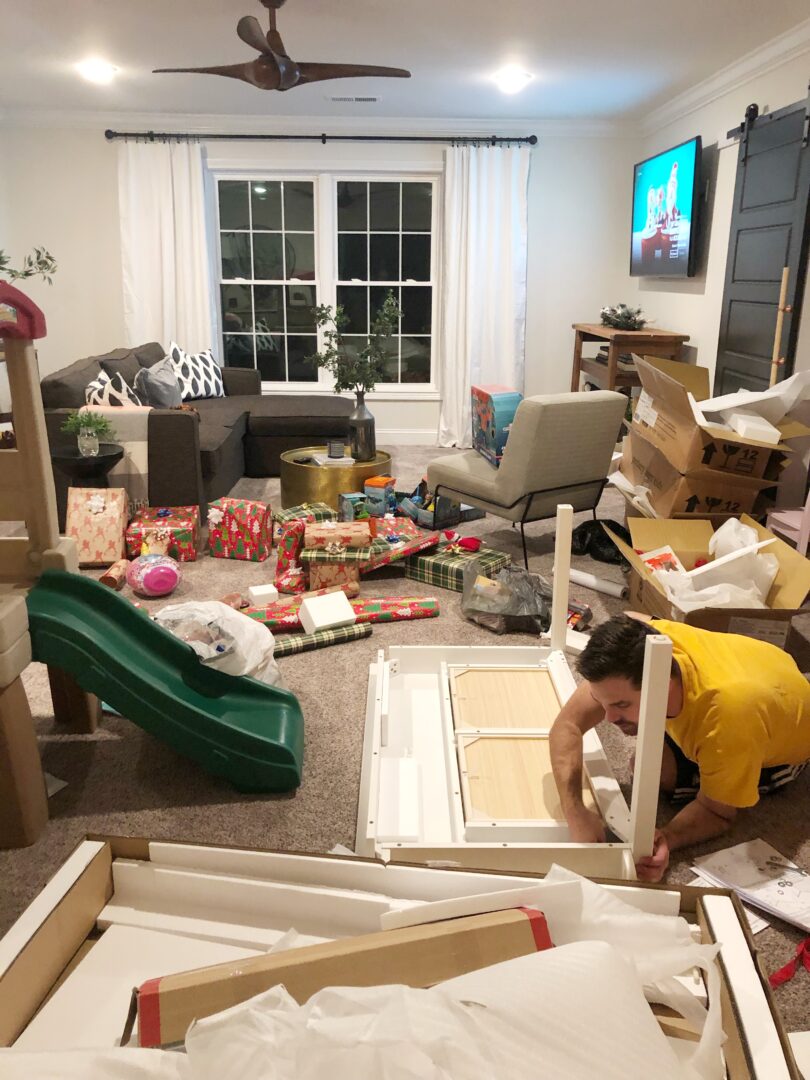 Christmas messy living room