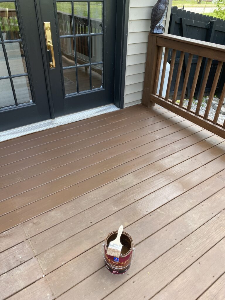 Restaining the deck  process Hawthorne from Sherwin Williams
