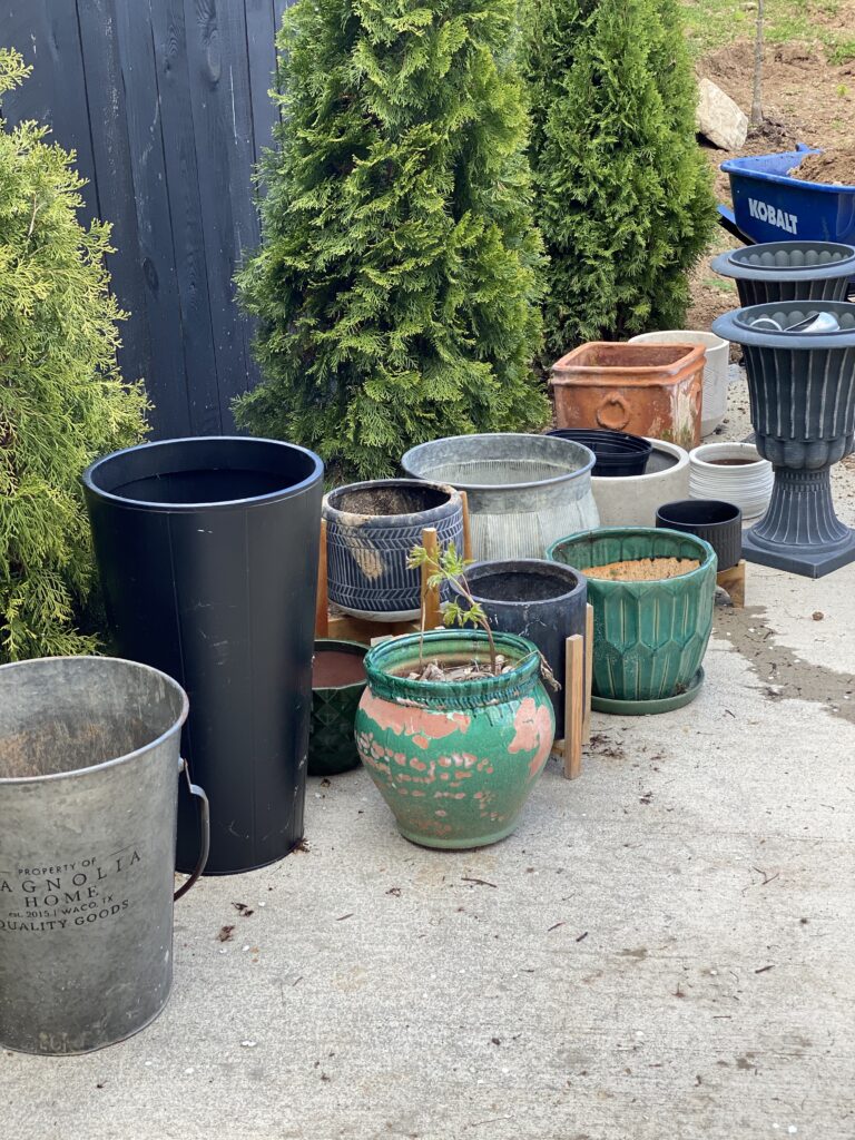 Outdoor pots ready for plants